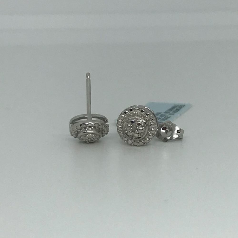 Diamond halo studs. .925 sterling silver